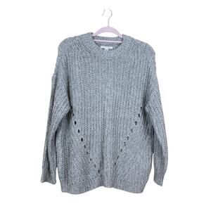American Eagle Cozycore Cabin Oversized Grey Chunky Open Knit Crewneck Sweater S